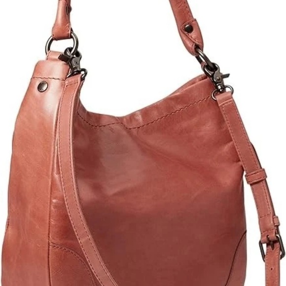 Frye Melissa Hobo Pink Frye Melissa Leather Hobo Bag Pink Taupe One Size Handbag - Picture 2 of 4